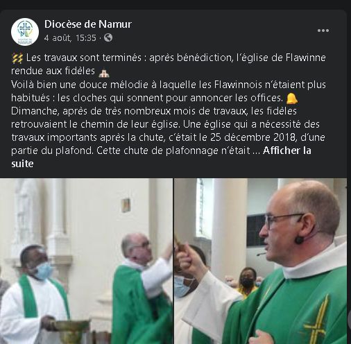 facebook diocèse de Namur 8.08.2021